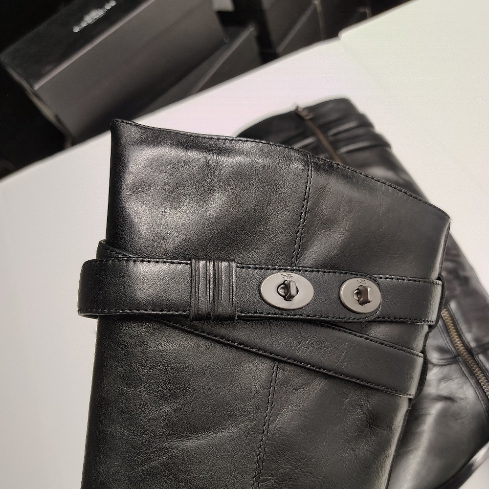 Coach Linette Calf Leather Boots |  Riding Boots | Black | Size 5M | Style Q7180 - Picture 4 of 8